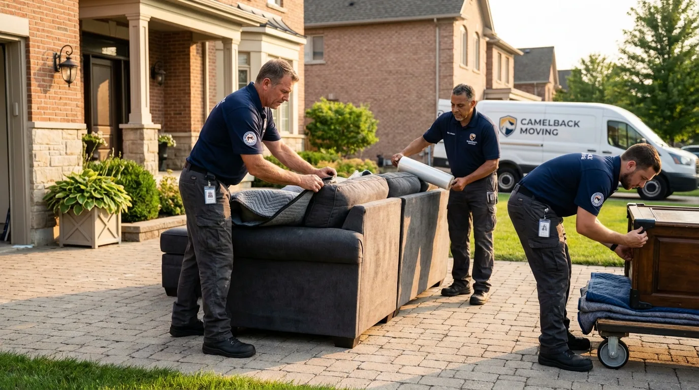 Large estate moving crew wrapping furniture in Aurora, IN